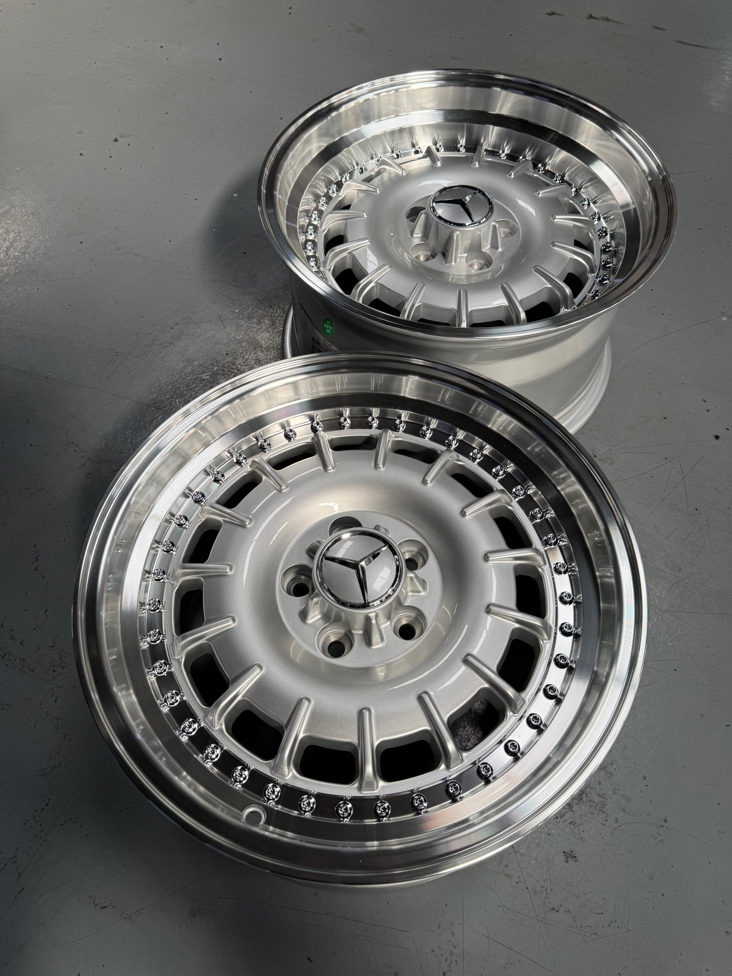 New 17x8 ET30 17x9 ET30 Mercedes Barock 2 Piece Style 5x112 Silver Rim