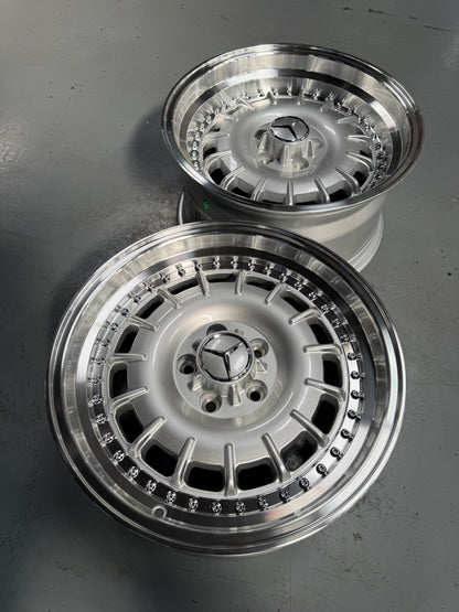 New 17x8 ET30 17x9 ET30 Mercedes Barock 2 Piece Style 5x112 Silver Rim