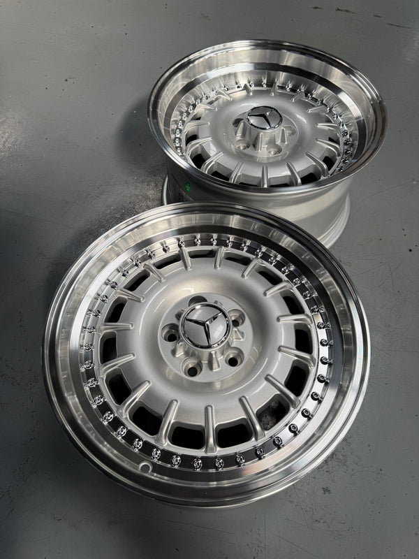 New 17x8 ET30 17x9 ET30 Mercedes Barock 2 Piece Style 5x112 Silver Rim
