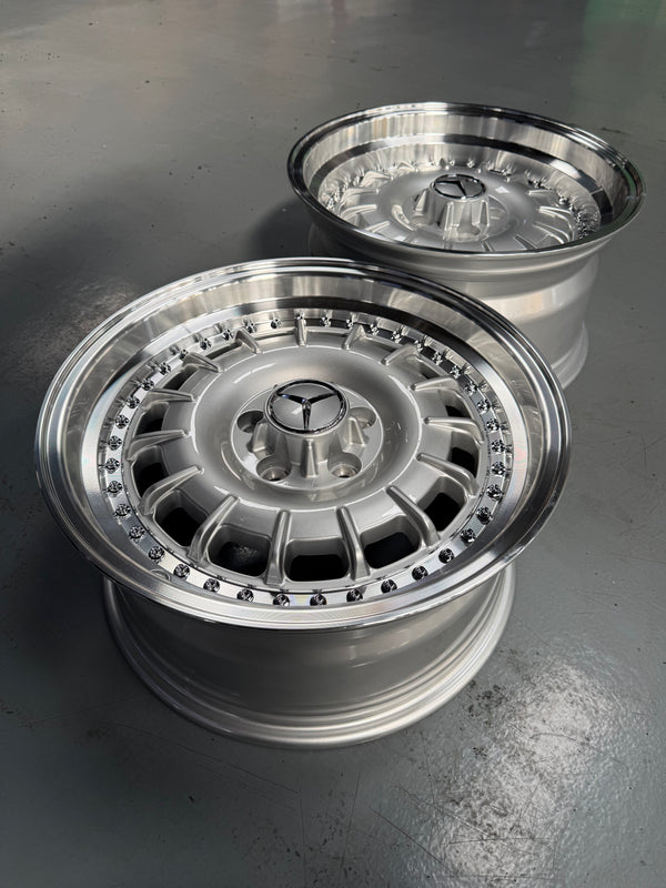 New 17x8 ET30 17x9 ET30 Mercedes Barock 2 Piece Style 5x112 Silver Rim