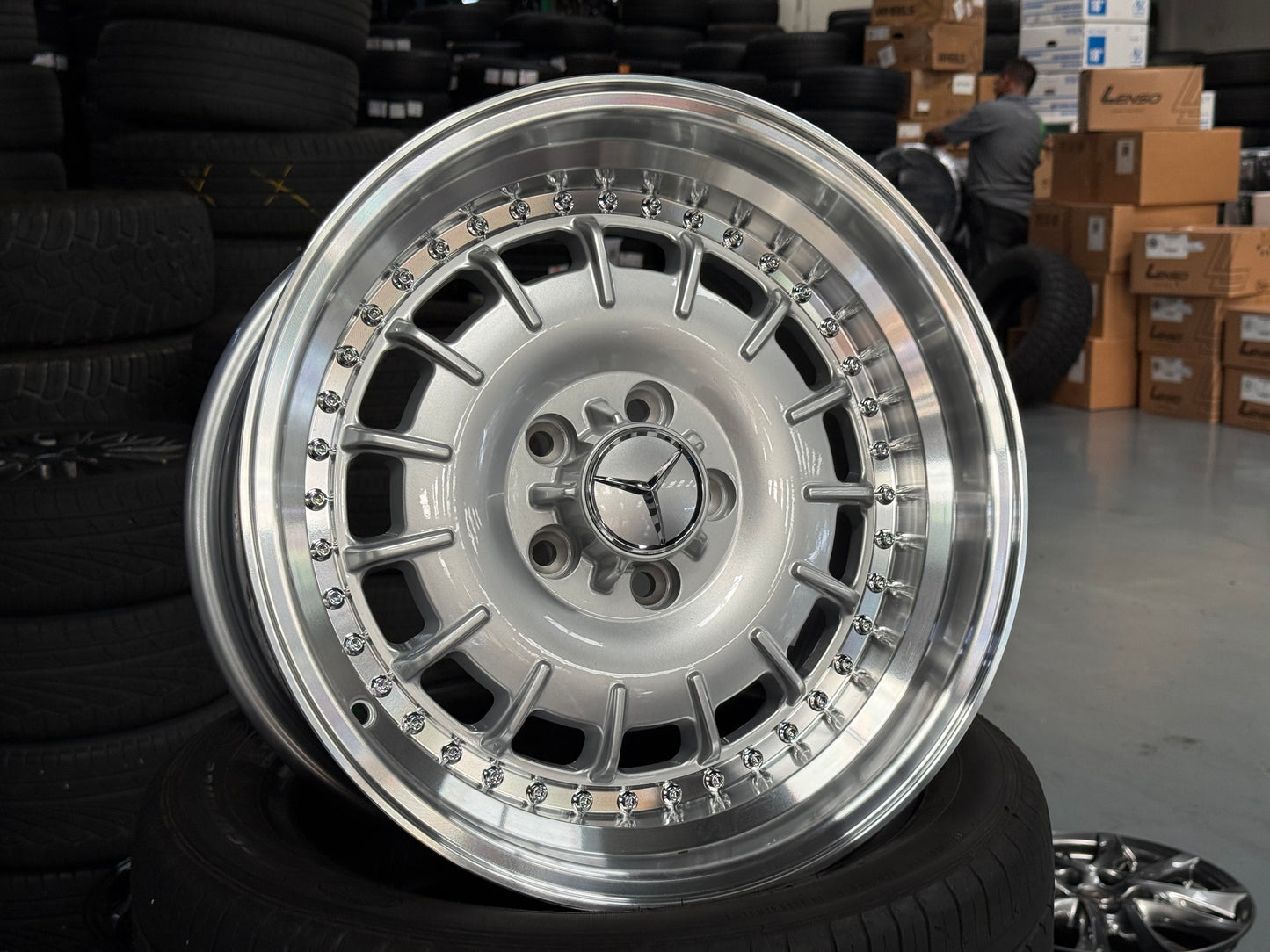 [Bundle] (2 Wheels) New 17x8 ET30 Mercedes Barock 2 Piece Design Silver 5x112
