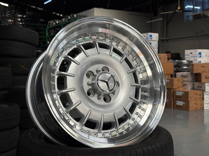 New 17x8 ET30 17x9 ET30 Mercedes Barock 2 Piece Style 5x112 Silver Rim