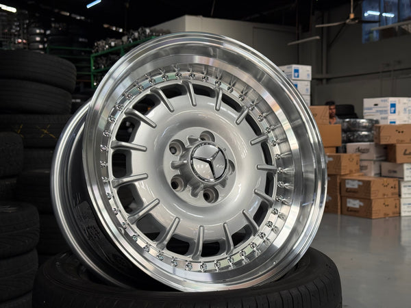 New 17x8 ET30 17x9 ET30 Mercedes Barock 2 Piece Style 5x112 Silver Rim