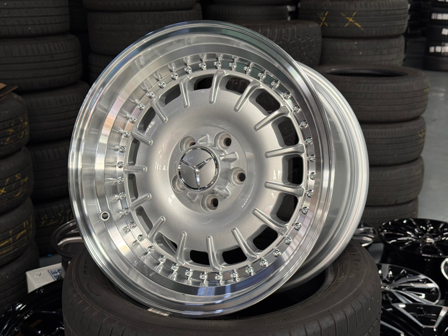 New 17x8 ET30 17x9 ET30 Mercedes Barock 2 Piece Style 5x112 Silver Rim