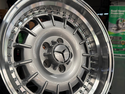 New 17x8 ET30 17x9 ET30 Mercedes Barock 2 Piece Style 5x112 Silver Rim