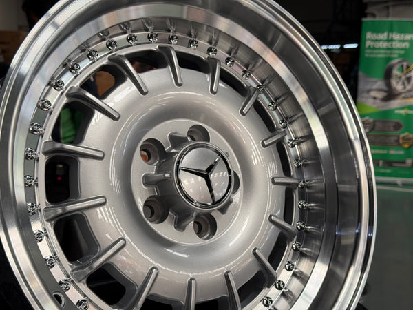 New 17x8 ET30 17x9 ET30 Mercedes Barock 2 Piece Style 5x112 Silver Rim
