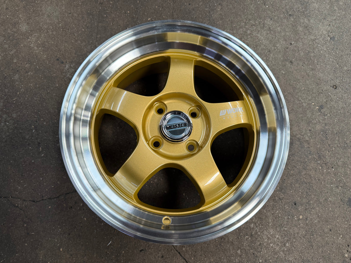New 15X7 ET32 JS Work Meister Rim (4 wheel) Gloss Gold 4X100