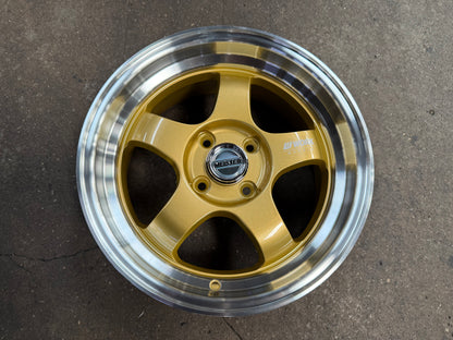 New 15X7 ET32 JS Work Meister Rim (4 wheel) Gloss Gold 4X100