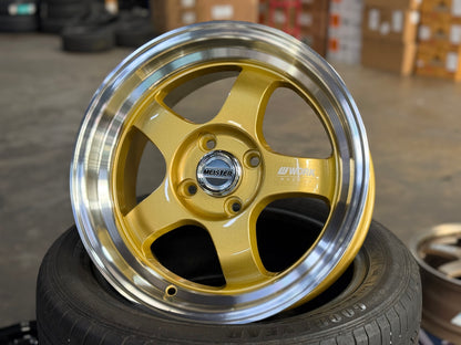 New 15X7 ET32 JS Work Meister Rim (4 wheel) Gloss Gold 4X100