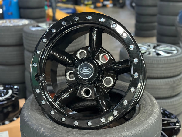 New 16x8 ET-15 Land Rover Defender Spectre Rim (5 wheel) Gloss Black 5x165 (5 pcs + 20 pcs NUTS)
