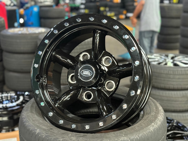 New 16x8 ET-15 Land Rover Defender Spectre Rim (5 wheel) Gloss Black 5x165 (5 pcs + 20 pcs NUTS)