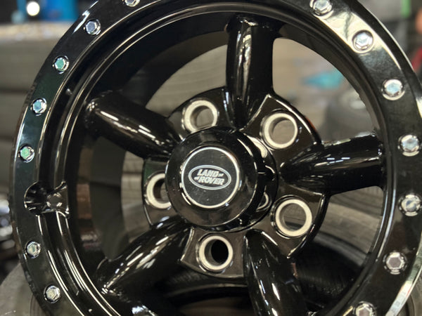 New 16x8 ET-15 Land Rover Defender Spectre Rim (5 wheel) Gloss Black 5x165 (5 pcs + 20 pcs NUTS)
