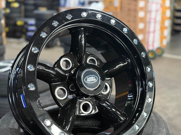 New 16x8 ET-15 Land Rover Defender Spectre Rim (5 wheel) Gloss Black 5x165 (5 pcs + 20 pcs NUTS)