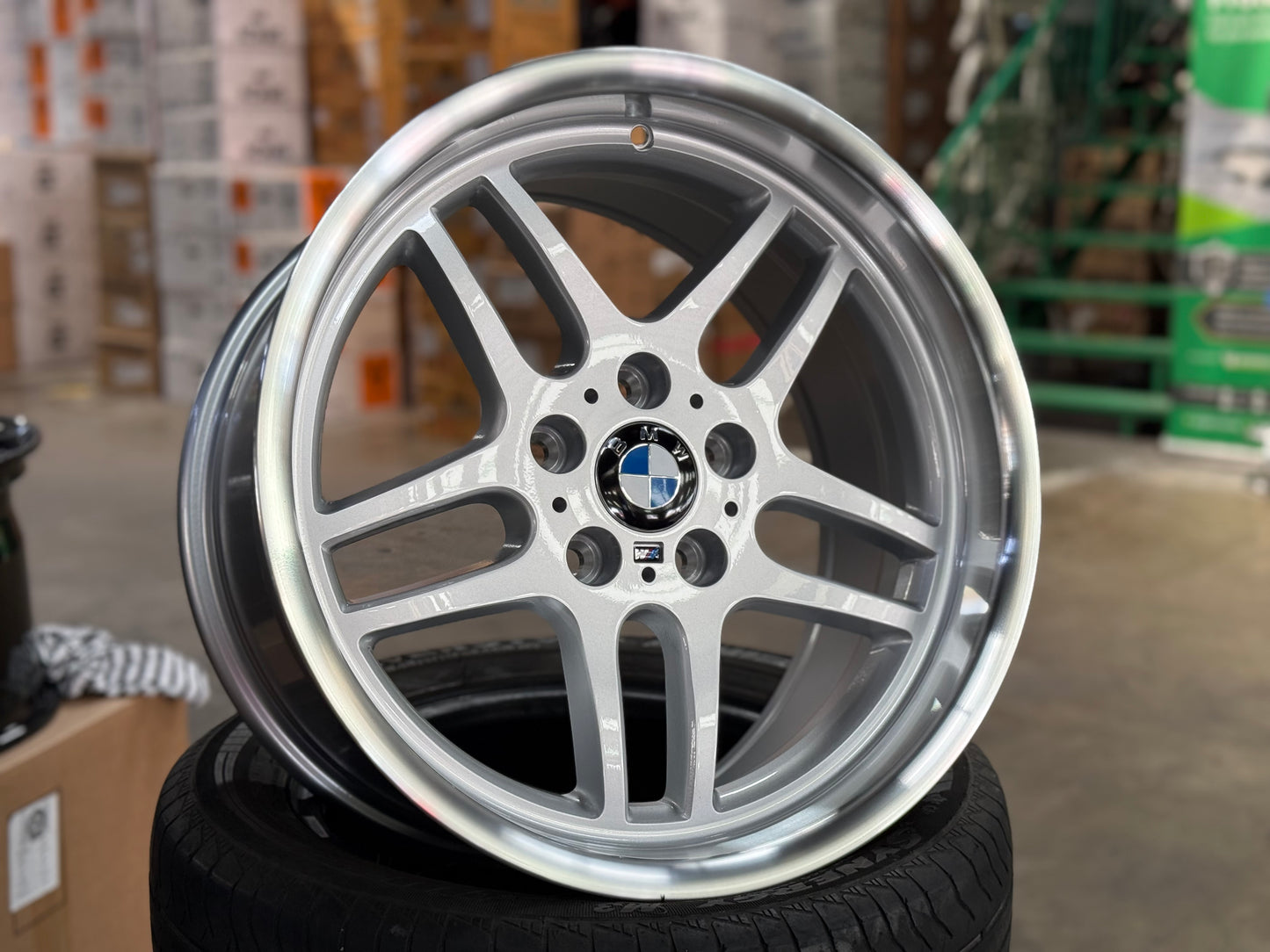 New 18x8 ET18 18x9.5 ET25 BMW M-Parallel (4 wheels) Silver 5X120