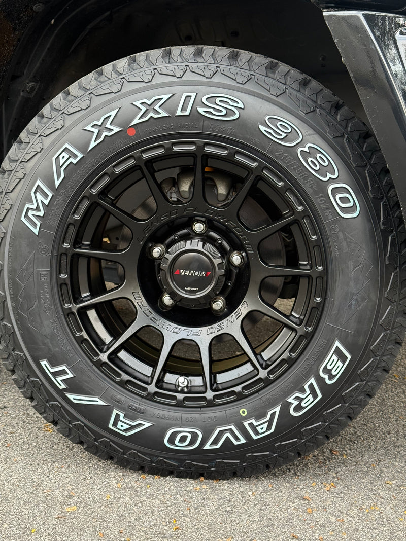 New 15x8 ET-6 Lenso Venom 7 Flow Formed Rim Satin Black (5 PCS) 5x139.7