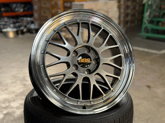 New 18X8 ET45 BBS LM Diamond Rim (4wheel) Black Disk & Black Bright Diamond-Cut 5X112