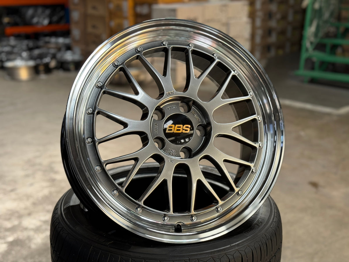 New 18X8 ET45 BBS LM Diamond Rim (4wheel) Black Disk & Black Bright Diamond-Cut 5X112