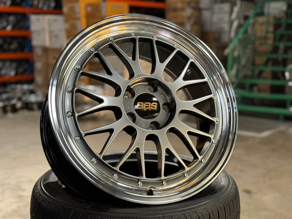 New 18X8 ET45 BBS LM Diamond Rim (4wheel) Black Disk & Black Bright Diamond-Cut 5X112