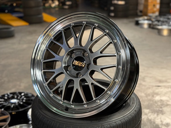 New 18X8 ET45 BBS LM Diamond Rim (4wheel) Black Disk & Black Bright Diamond-Cut 5X112