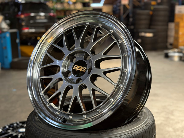 New 18X8 ET45 BBS LM Diamond Rim (4wheel) Black Disk & Black Bright Diamond-Cut 5X112