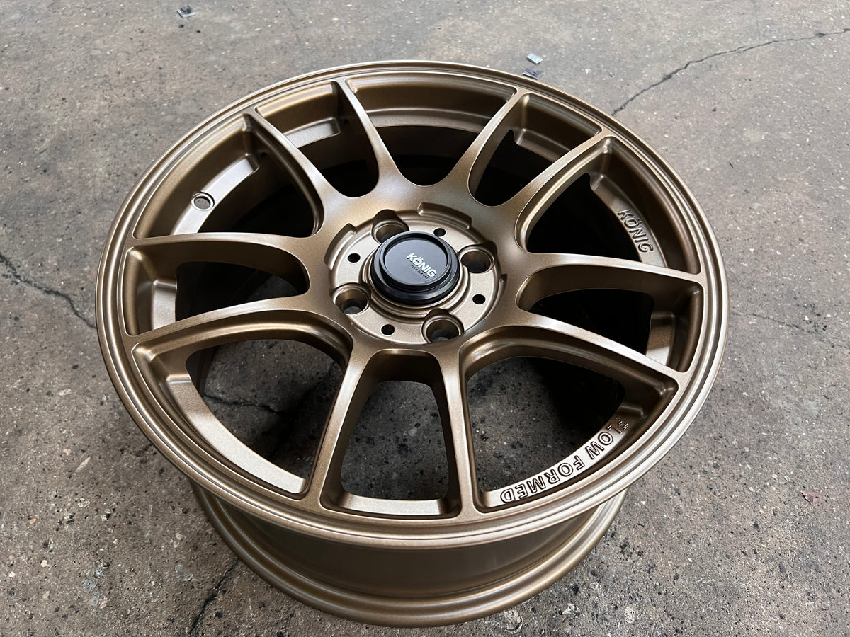 New 15X7 ET35 Konig Heliogram (4 wheel) Matt Bronze 4X100