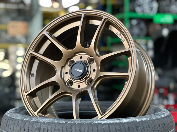 New 15X7 ET35 Konig Heliogram (4 wheel) Matt Bronze 4X100