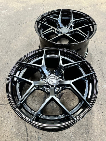 New 19x8.5 ET30 19x9.5 ET40 G Forged GF01 (4 wheels) Gloss Black 5x112