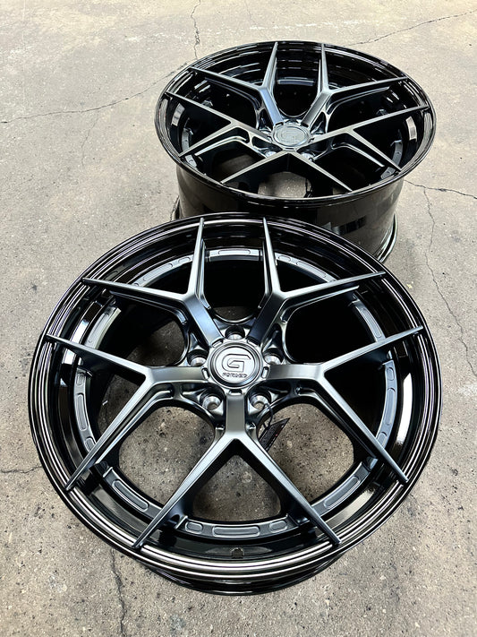 New 19x8.5 ET30 19x9.5 ET40 G Forged GF01 (4 wheels) Gloss Black 5x112