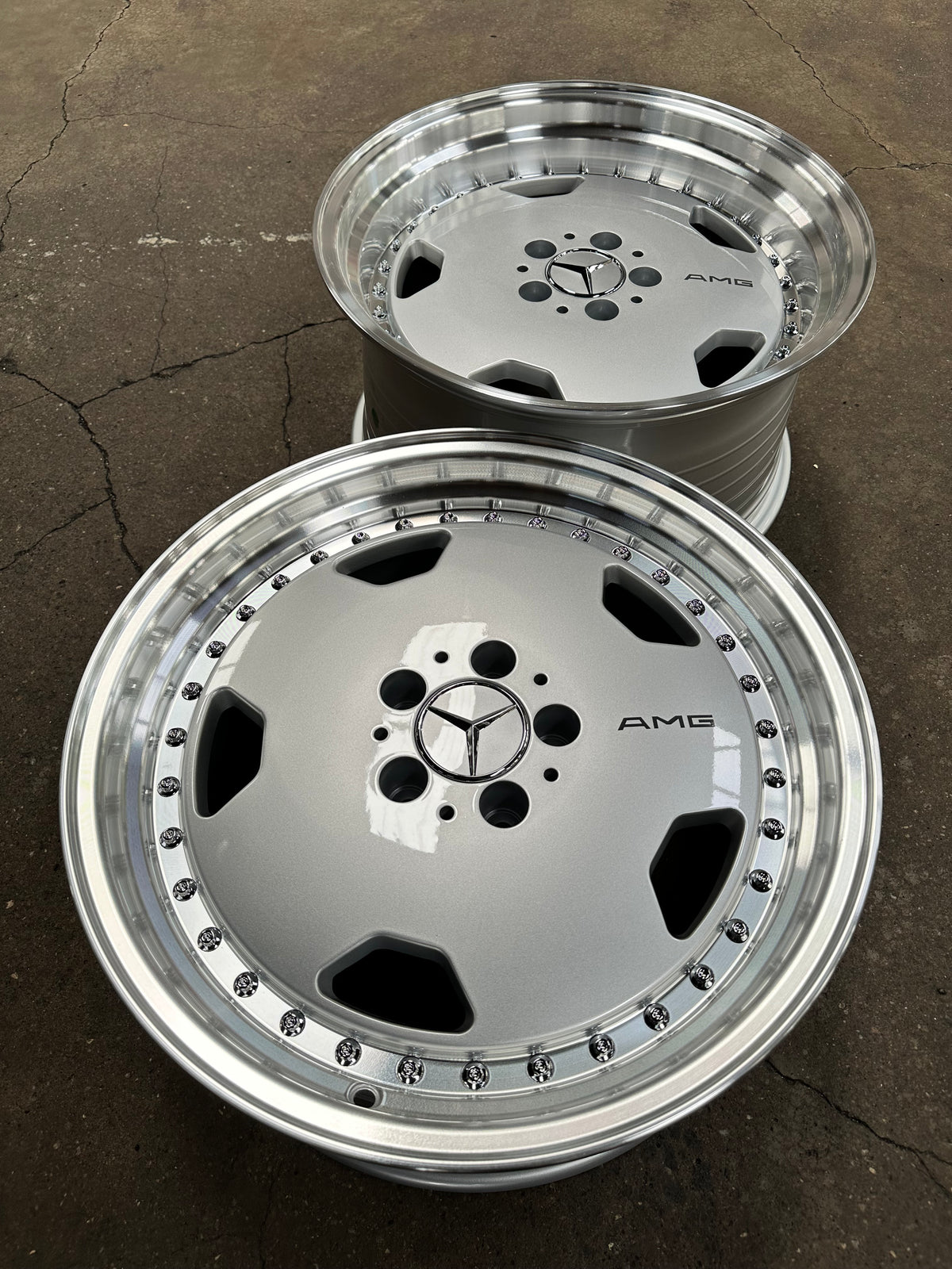 New 18x8.5 ET30 18x9.5 ET35 Mercedes AERO CLASSIC Staggered 5x112 Silver Polished Lips + 20 pcs Wheel Bolts