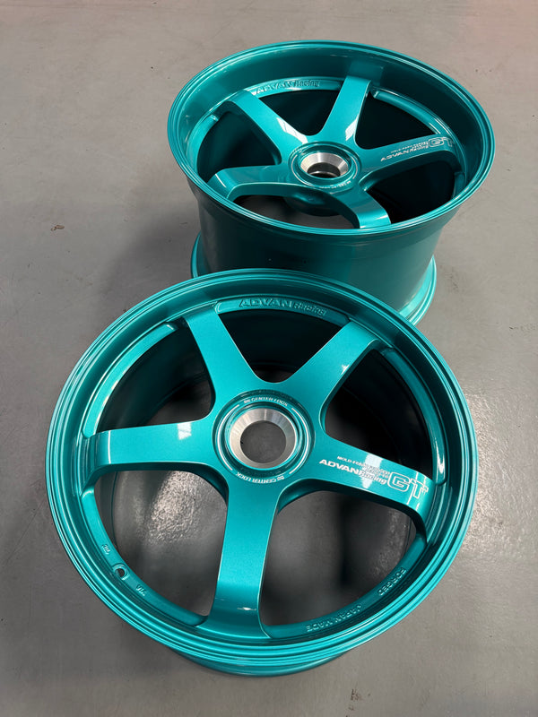 New 20x10 ET45 21x13 ET31 Advan Racing GT Porsche 992 GT3 RS 1X130 Turquoise Blue