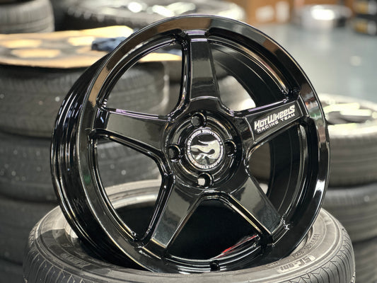 NEW 16X7 ET40 Hotwheels HW01 Flow Formed Rim Racing Black 4X100