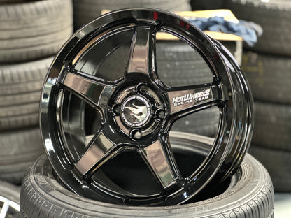 NEW 16X7 ET40 Hotwheels HW01 Flow Formed Rim Racing Black 4X100
