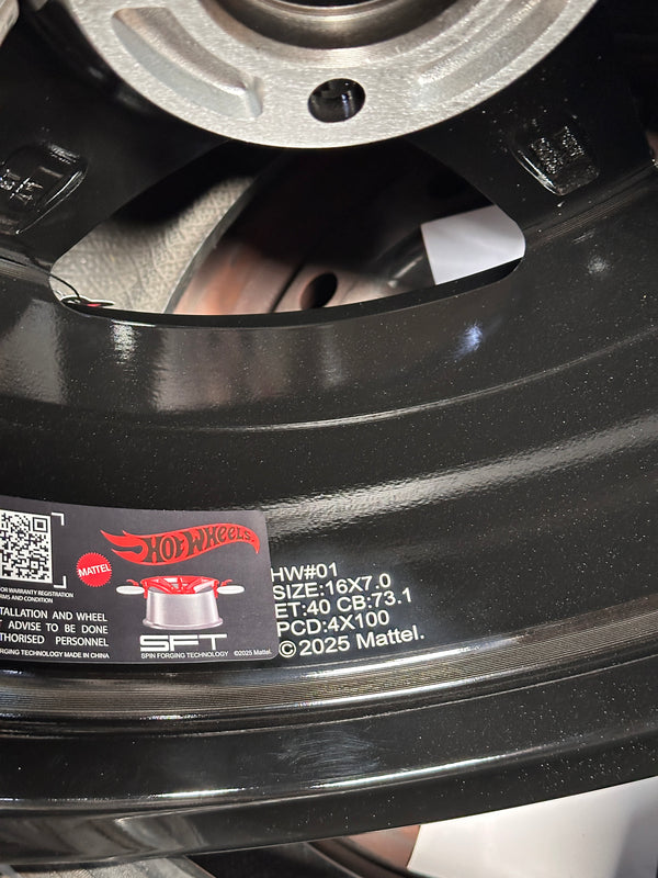 NEW 16X7 ET40 Hotwheels HW01 Flow Formed Rim Racing Black 4X100