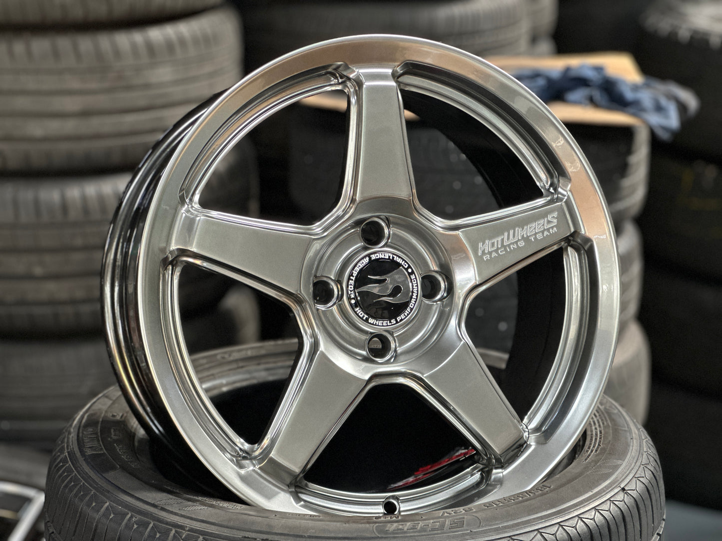 NEW 16X7 ET40 Hotwheels HW01 Flow Formed Rim Racing Black 4X100