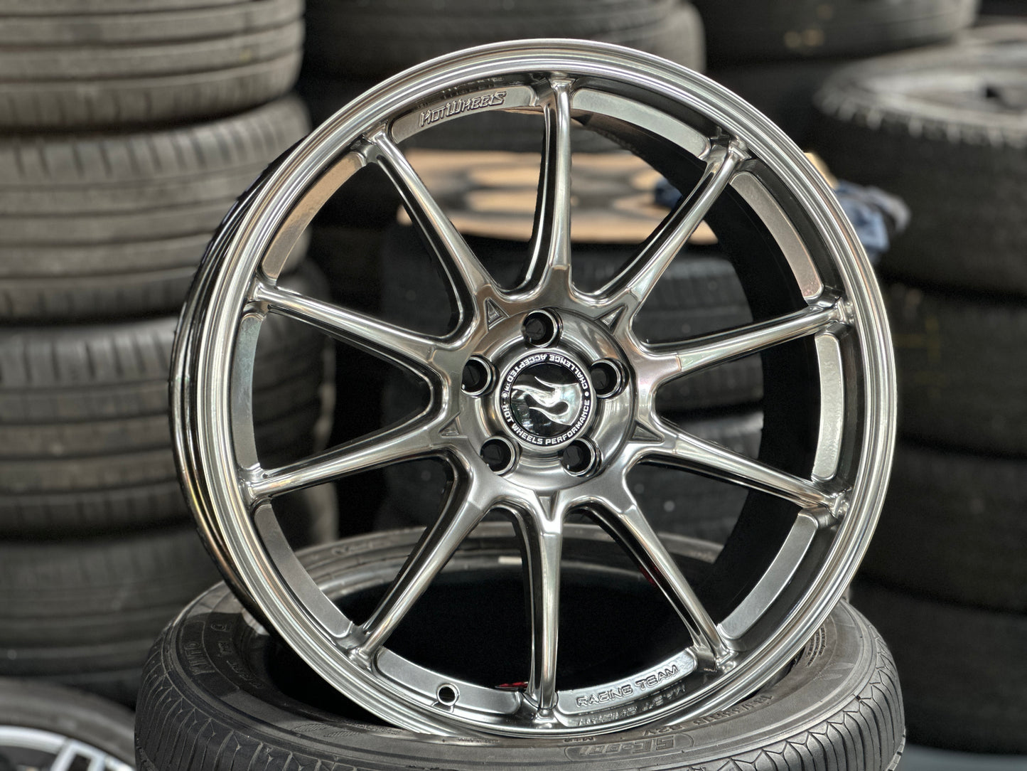 NEW 18X8.5 ET35 Hotwheels HW03 Diamond Black Flow Formed Rim 5X100