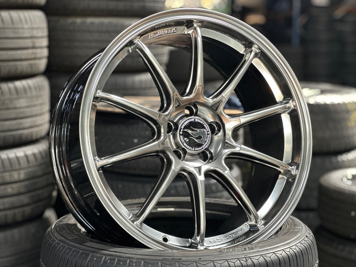 NEW 18X8.5 ET35 Hotwheels HW03 Diamond Black Flow Formed Rim 5X100