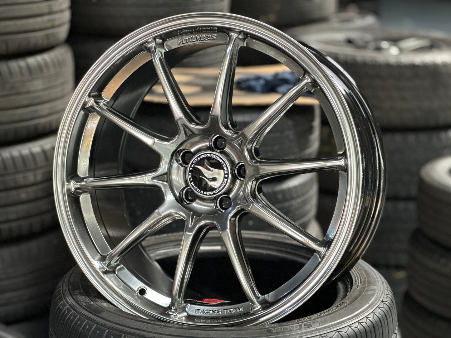 NEW 18X8.5 ET35 Hotwheels HW03 Diamond Black Flow Formed Rim 5X100