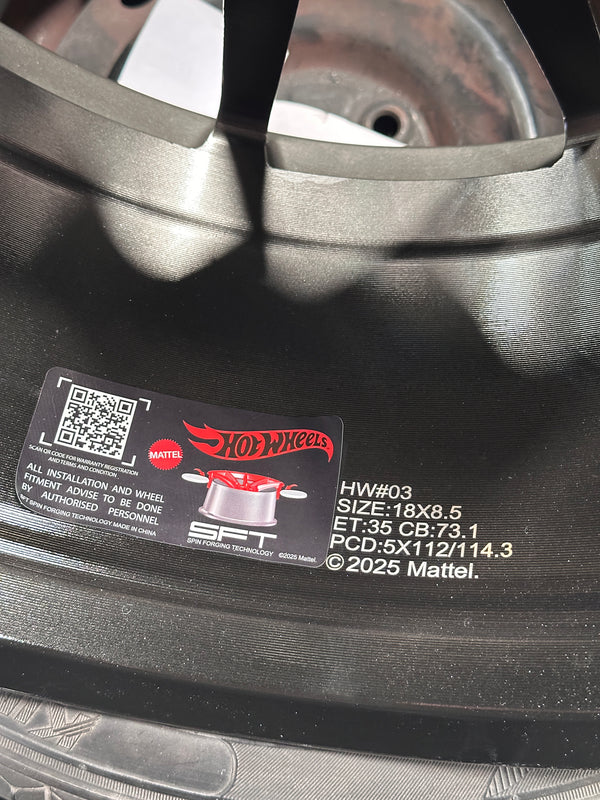 NEW 18X8.5 ET35 Hotwheels HW03 Diamond Black Flow Formed Rim 5X100
