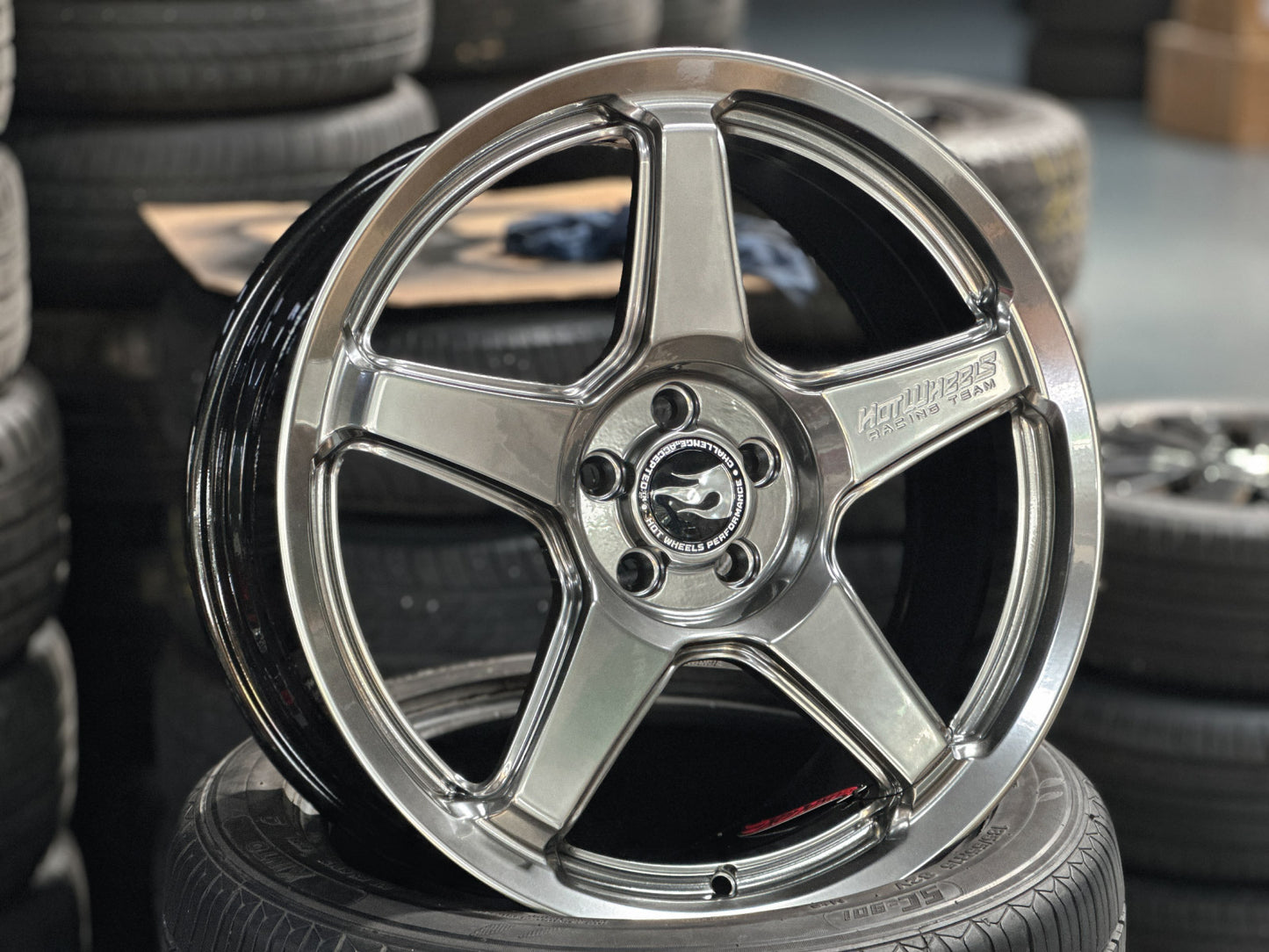 NEW 18X8 ET42 Hotwheels HW01 Diamond Black Flow Formed Rim 5X100