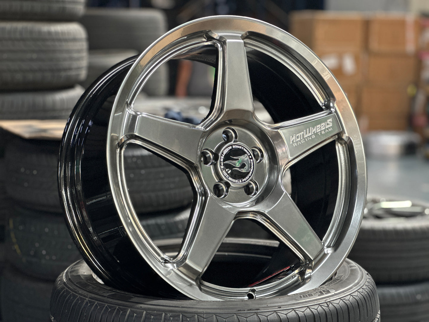 NEW 18X8 ET42 Hotwheels HW01 Diamond Black Flow Formed Rim 5X100
