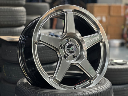 NEW 18X8 ET42 Hotwheels HW01 Diamond Black Flow Formed Rim 5X100