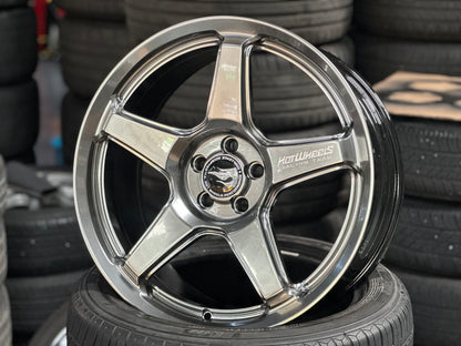 NEW 18X8 ET42 Hotwheels HW01 Diamond Black Flow Formed Rim 5X100