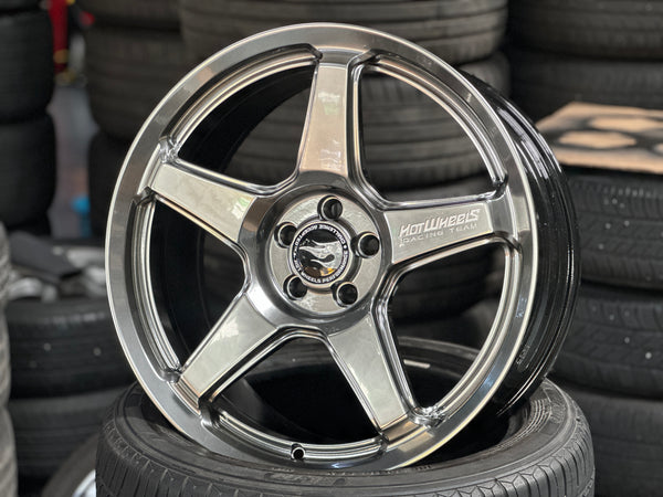 New 18x8 ET42 Hotwheels HW01 Diamond Black Flow Formed Rim 5x100