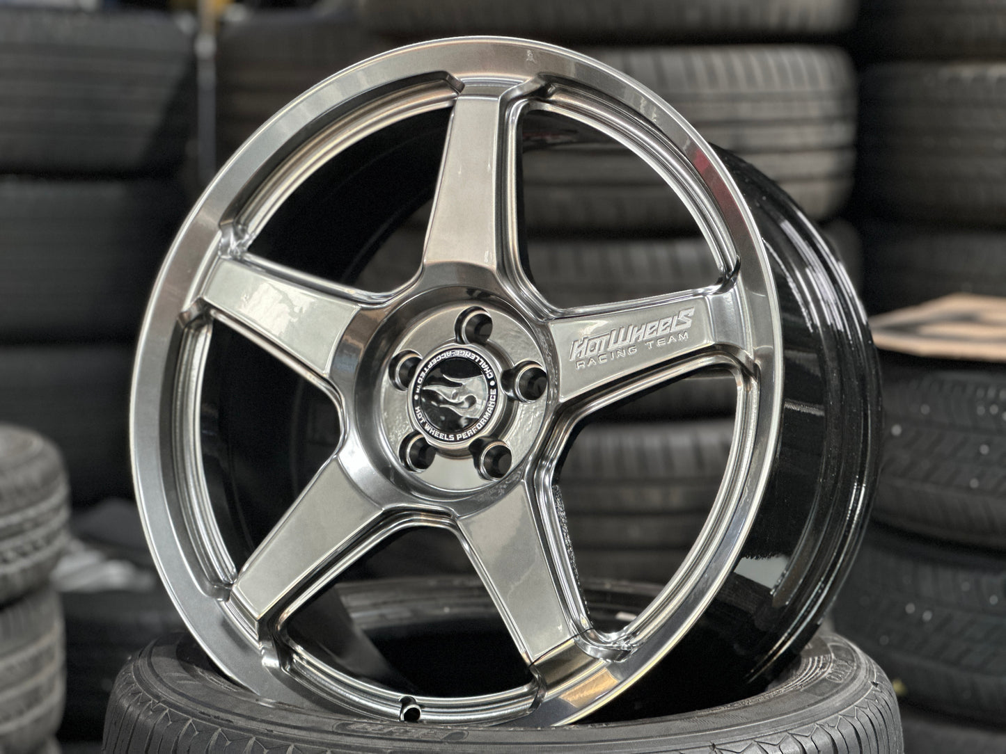 NEW 18X8 ET42 Hotwheels HW01 Diamond Black Flow Formed Rim 5X100