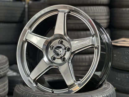 NEW 18X8 ET42 Hotwheels HW01 Diamond Black Flow Formed Rim 5X100