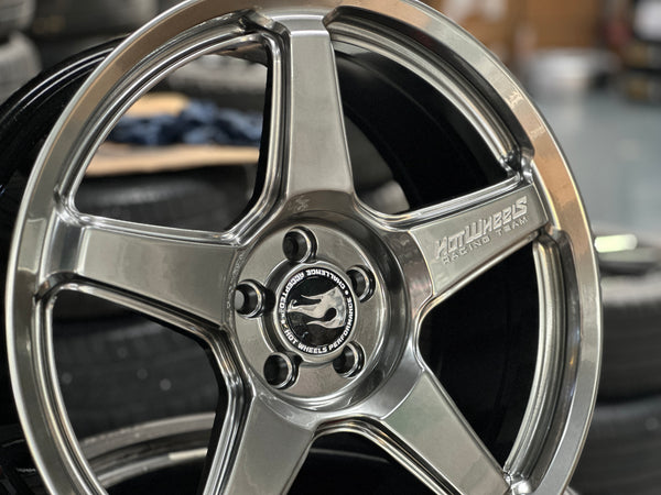 New 18x8 ET42 Hotwheels HW01 Diamond Black Flow Formed Rim 5x100