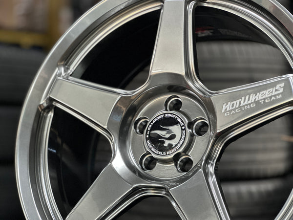 New 18x8 ET42 Hotwheels HW01 Diamond Black Flow Formed Rim 5x100