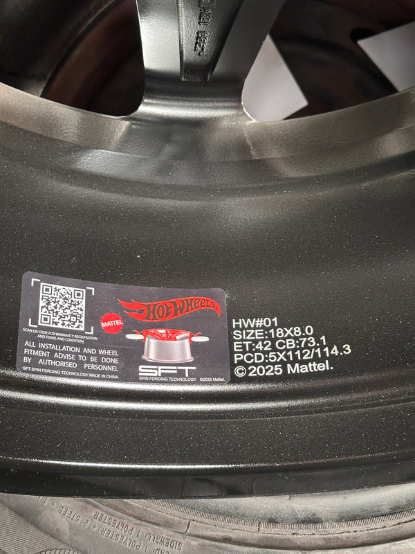 New 18x8 ET42 Hotwheels HW01 Diamond Black Flow Formed Rim 5x100