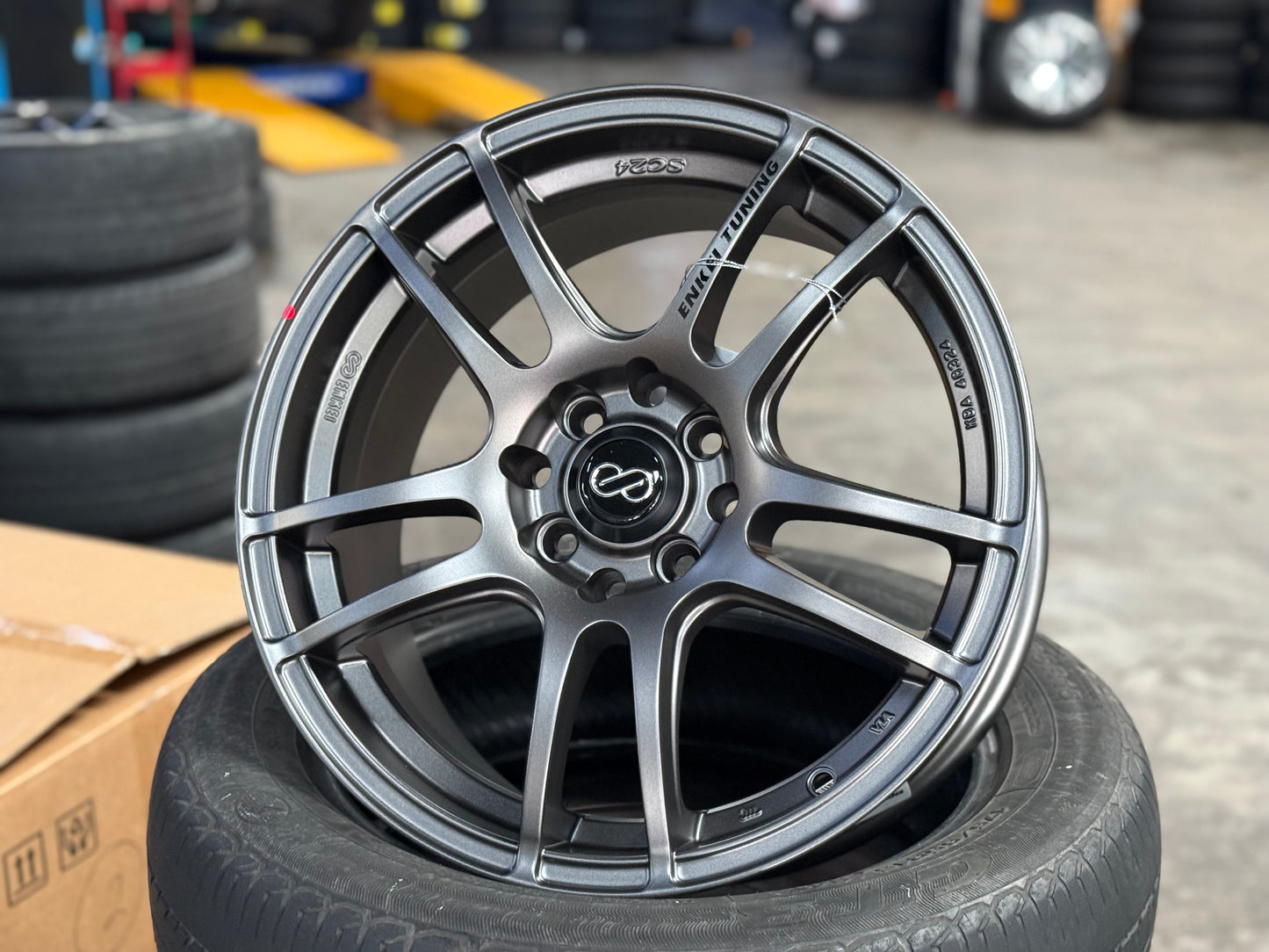 New 16X7 ET40 Enkei Tuning SC24 Rim (4 wheel) Matte Gun Metal 4X100
