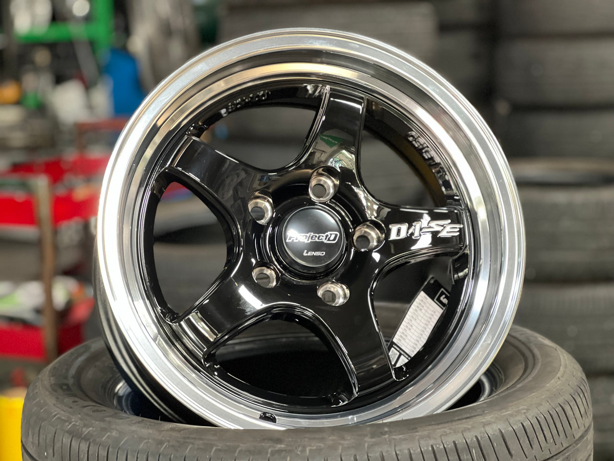 New 15X7 ET35 Lenso Project E Rim (4 wheel) Gloss Black 5X114.3